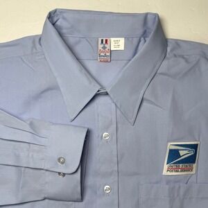 Vintage Flying Cross USPS Uniform Shirt Mens 20/20.5 36/37 Blue Long Sleeve NEW